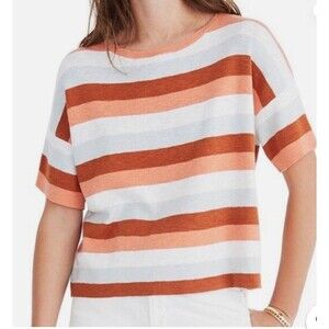 Madewell Boxy Sweater Tee in Maggie Stripe Size Medium Cotton Preppy Normcore